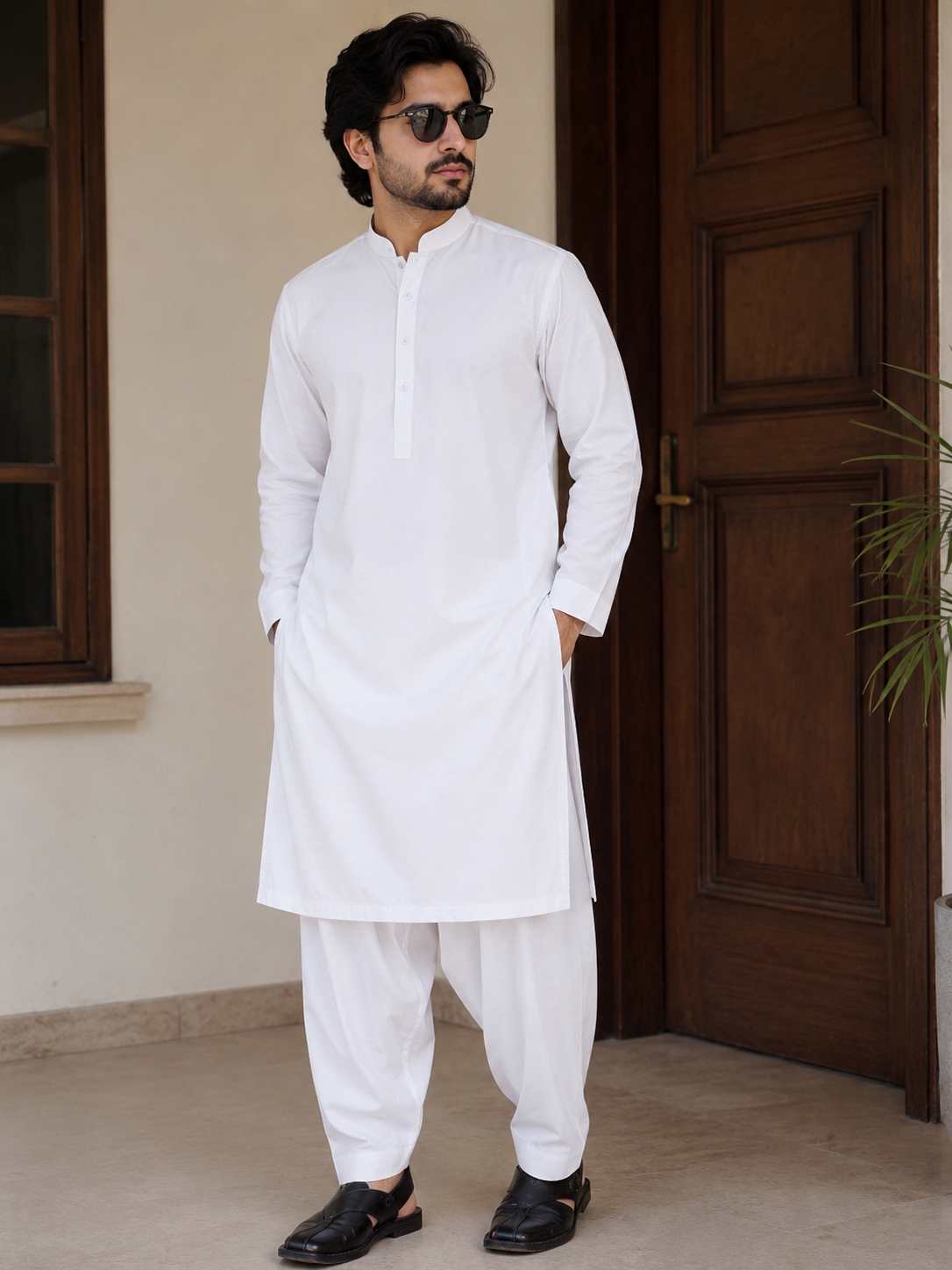 Men’s Half White Boski Unstitched Suit – Premium Fabric