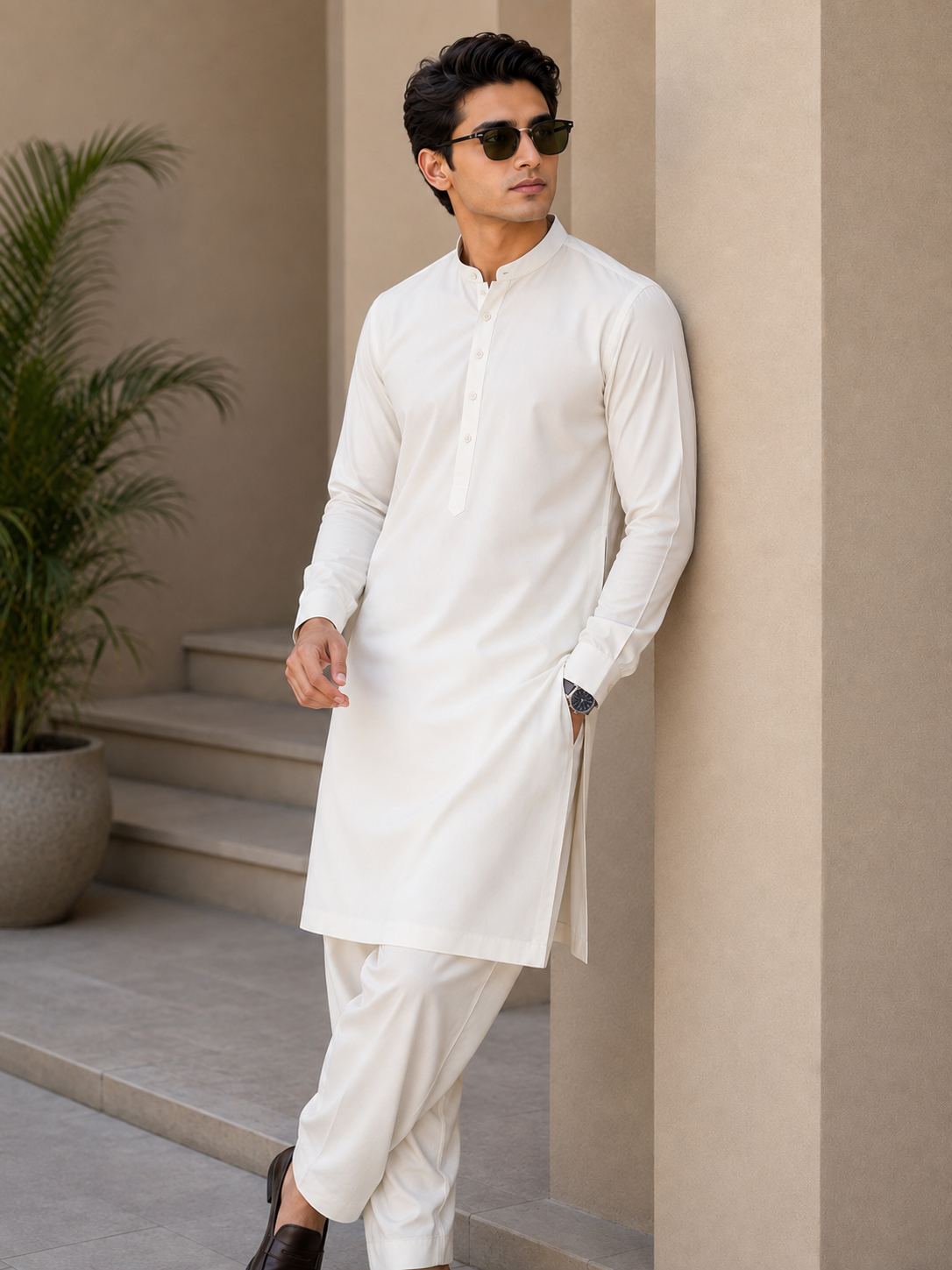 Warm Half White Boski – Premium Unstitched Fabric