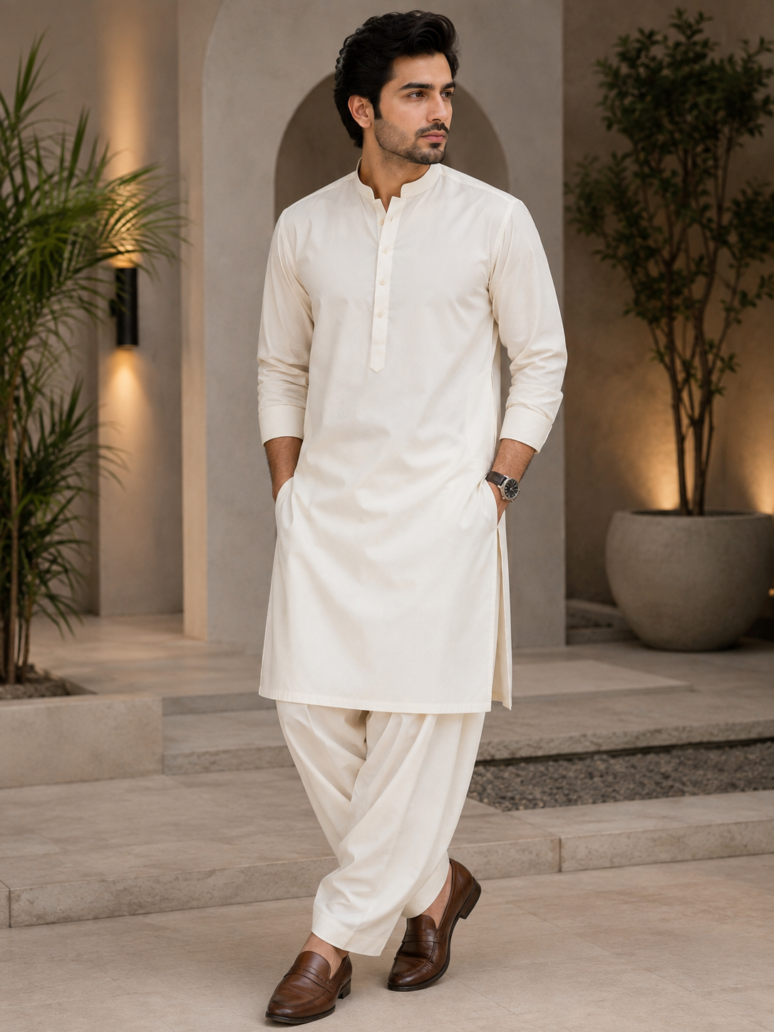 Pearl White Boski – Premium Unstitched Fabric