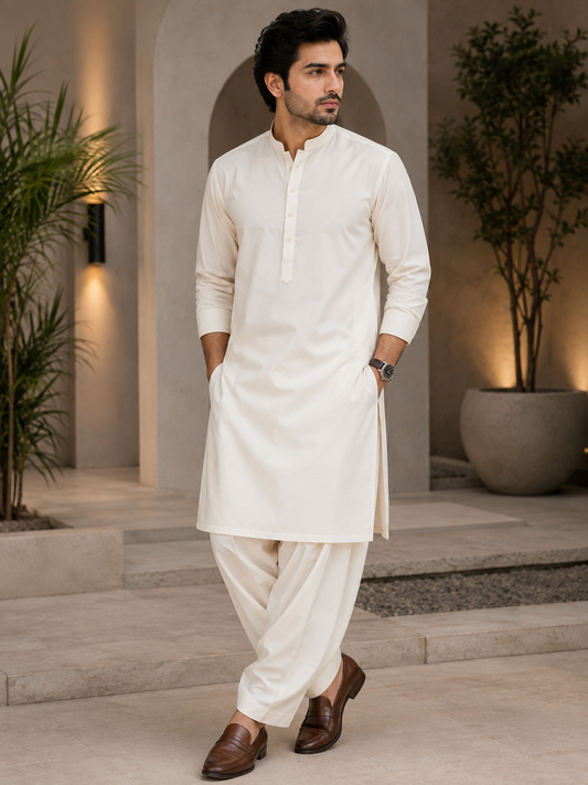 Pearl White Boski – Premium Unstitched Fabric
