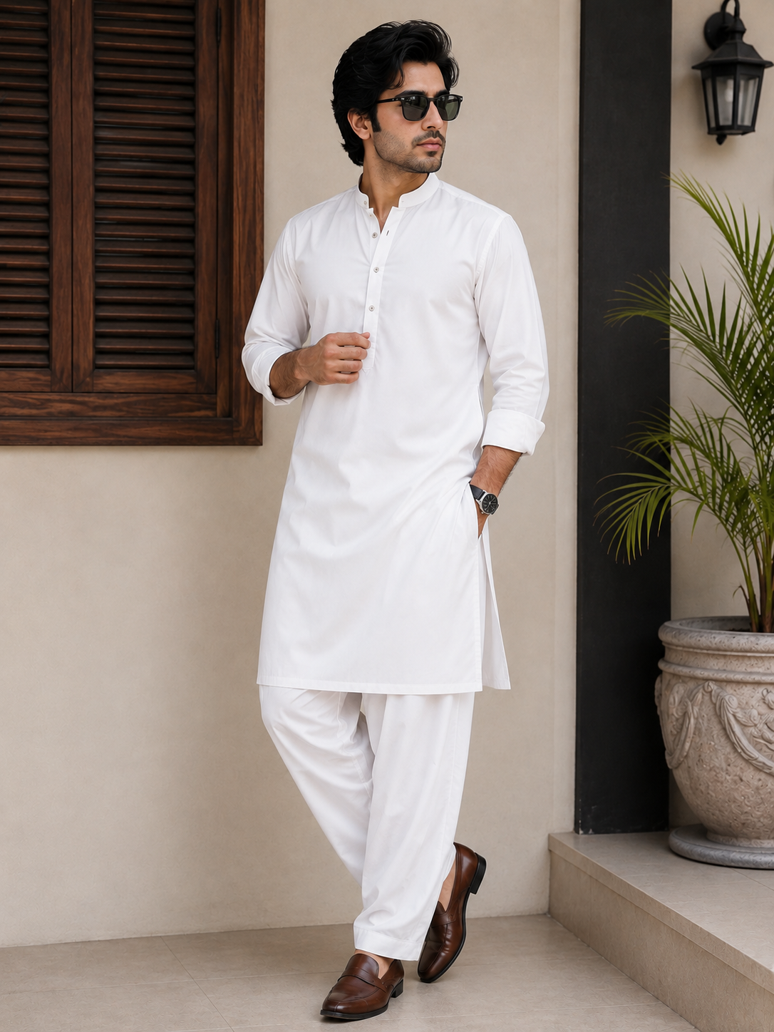 Classic White Boski – Premium Unstitched Fabric