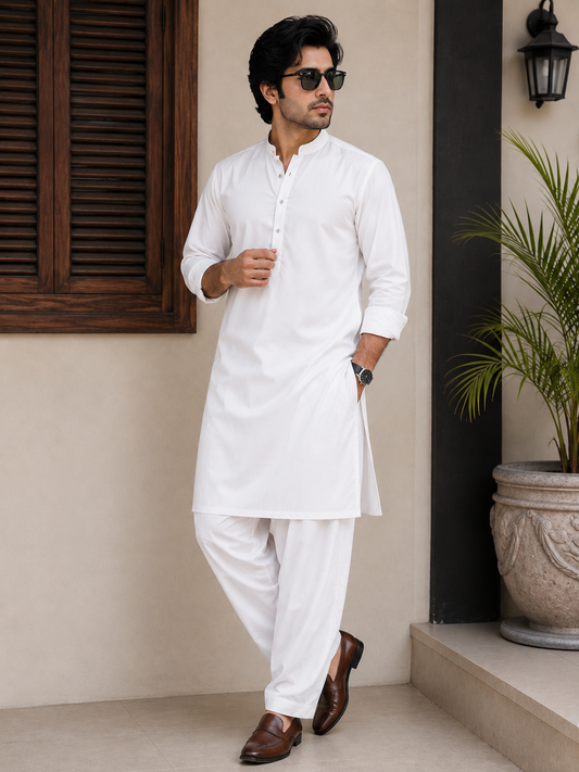 Classic White Boski – Premium Unstitched Fabric