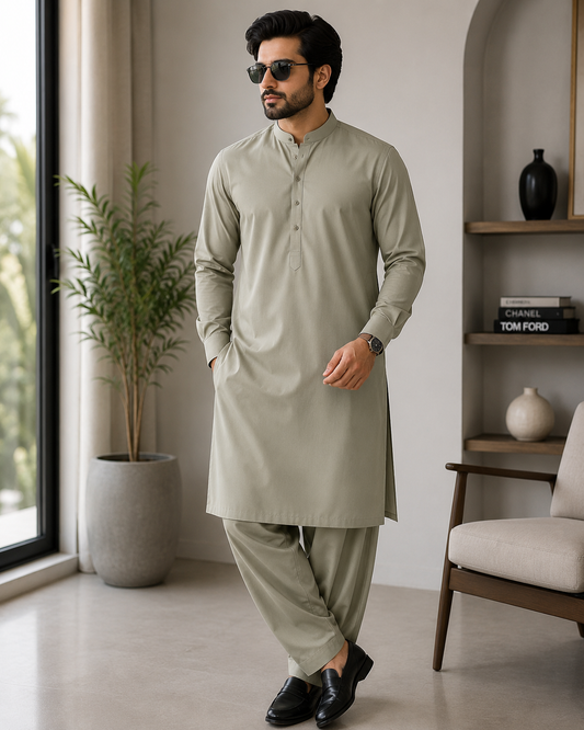 Men's Light Green Unstitched Lawrner Cepure Wash & Wear Suit