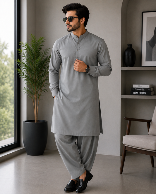 Men's Silver Gray Unstitched Lawrner Cepure Wash & Wear Suit