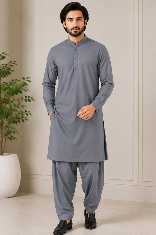 Charcoal Gray Washing Wear Men's Shalwar Kamee